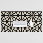 Monochrome Floral Geometric Pattern Desk Mat Gallery Image 1