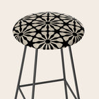 Monochrome Floral Geometric Pattern Stool Gallery Image 2