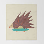 Hedgehog in hair raising speed Throw Blanket Gallery Image 2