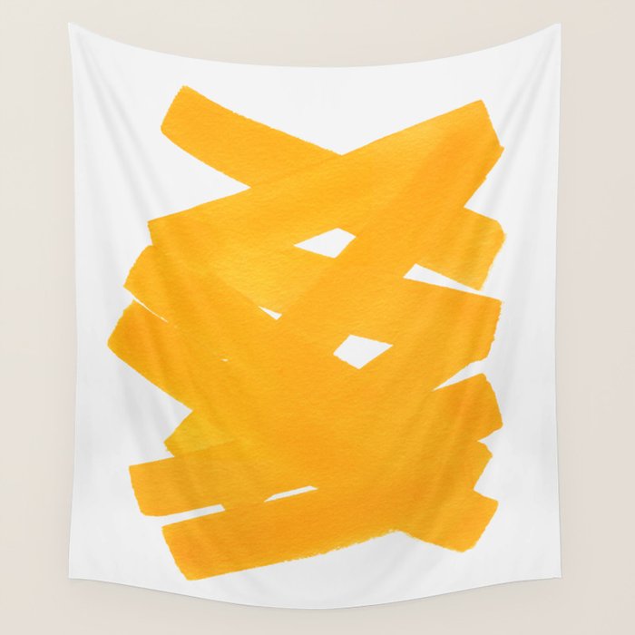 Superwatercolor Deep Yellow Wall Tapestry Gallery Image 4