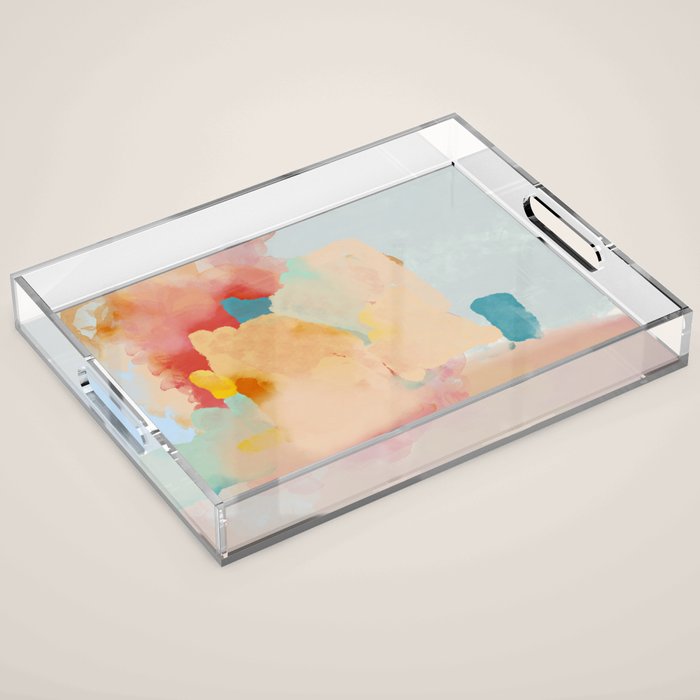peachy landscape abstract Acrylic Tray Gallery Image 1