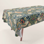 William Morris Vintage Strawberry Thief Green Indigo Thyme Tablecloth Gallery Image 1
