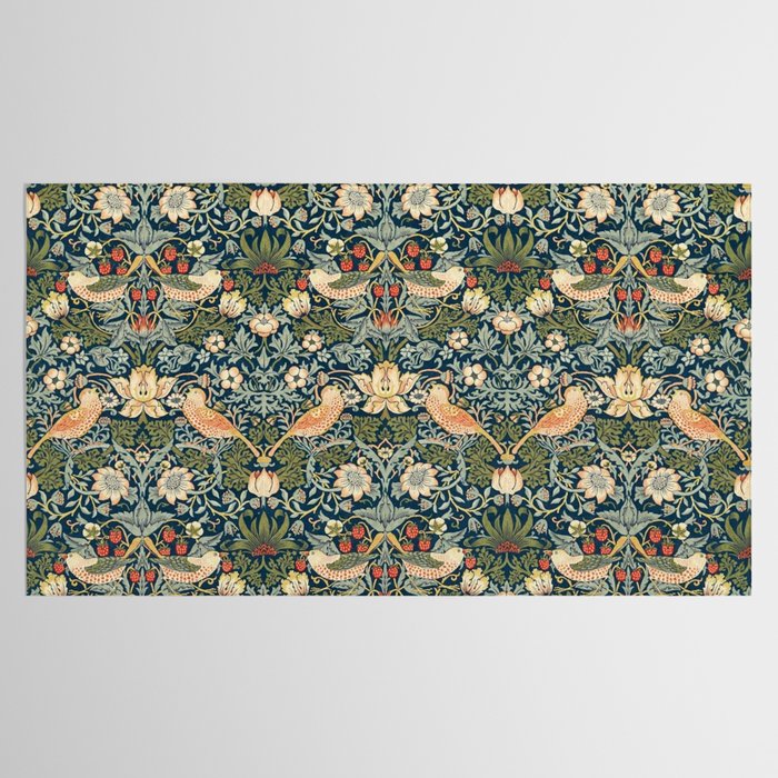 William Morris Vintage Strawberry Thief Green Indigo Thyme Tablecloth Gallery Image 2