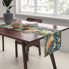 William Morris Vintage Strawberry Thief Green Indigo Thyme Table Runner Gallery Image 2