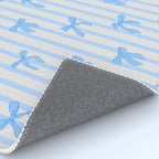 Elegant Blue Bows and Stripes Pattern Rug Gallery Image 4