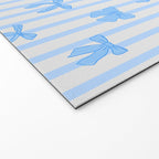 Elegant Blue Bows and Stripes Pattern Welcome Mat Gallery Image 2