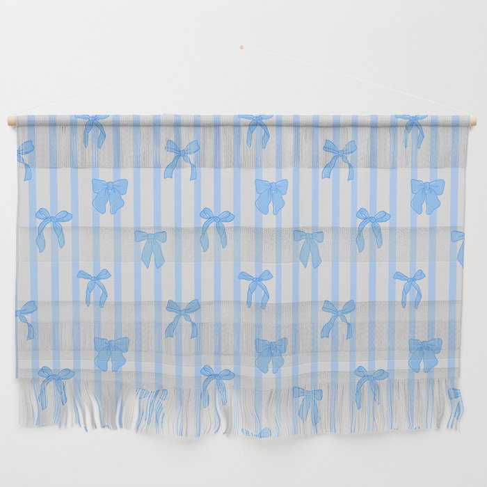 Elegant Blue Bows and Stripes Pattern Wall Hanging Gallery Image 1