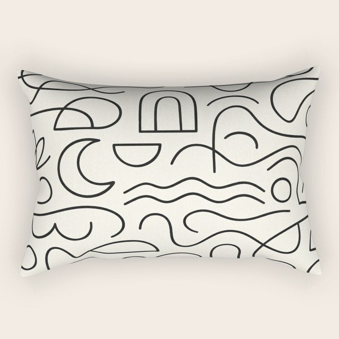 Mediterranean Minimal Line Art Pattern Rectangular Pillow Gallery Image 2