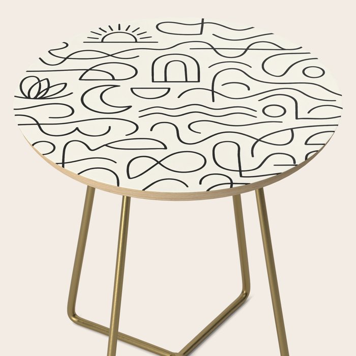 Mediterranean Minimal Line Art Pattern Side Table Gallery Image 2