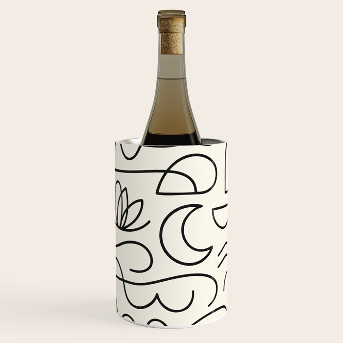 Mediterranean Minimal Line Art Pattern Wine Chiller Gallery Image 2
