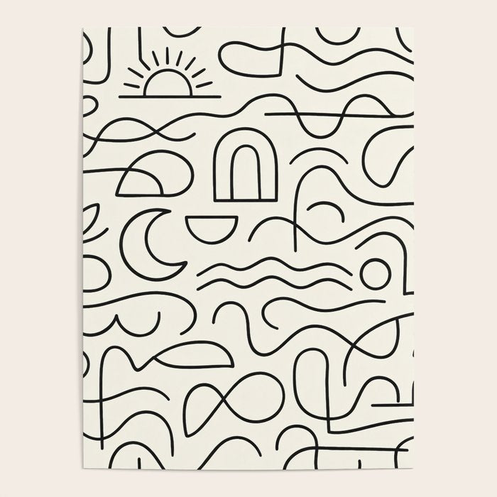 Mediterranean Minimal Line Art Pattern Poster Gallery Image 4