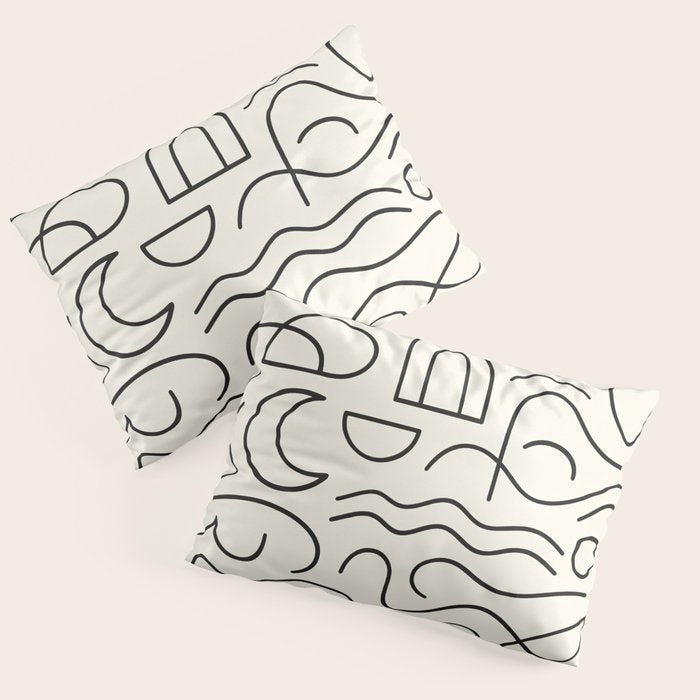 Mediterranean Minimal Line Art Pattern Pillow Sham Gallery Image 3