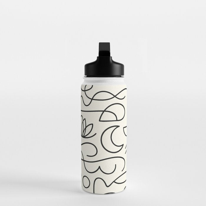Mediterranean Minimal Line Art Pattern Water Bottle Gallery Image 3