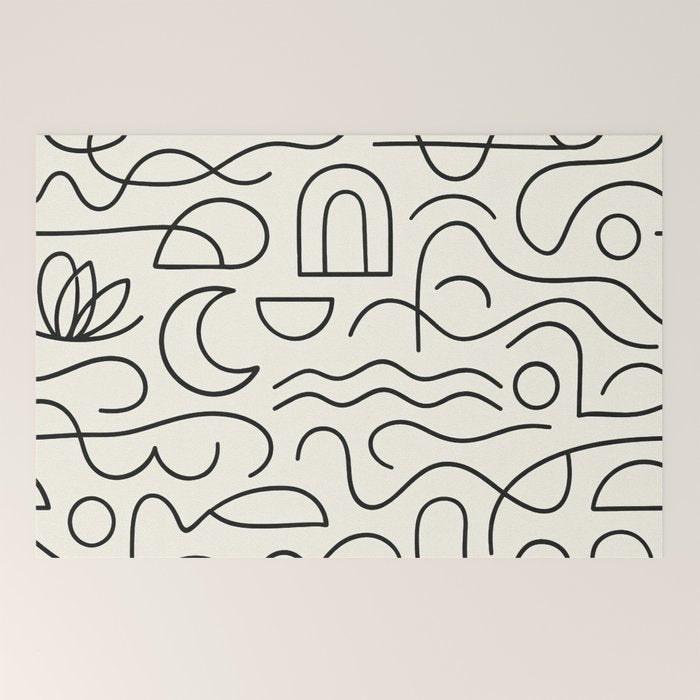 Mediterranean Minimal Line Art Pattern Welcome Mat Gallery Image 2