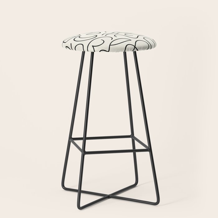 Mediterranean Minimal Line Art Pattern Stool Gallery Image 1