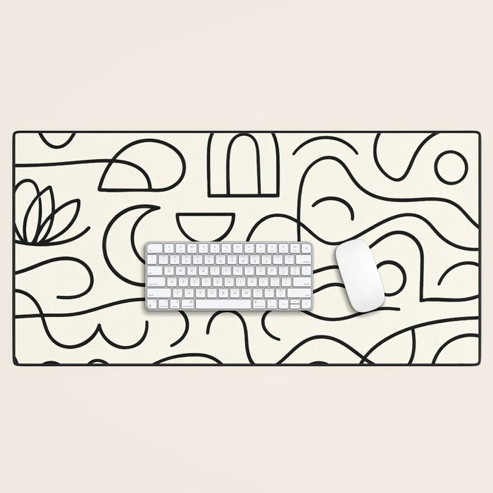 Mediterranean Minimal Line Art Pattern Desk Mat Gallery Image 1
