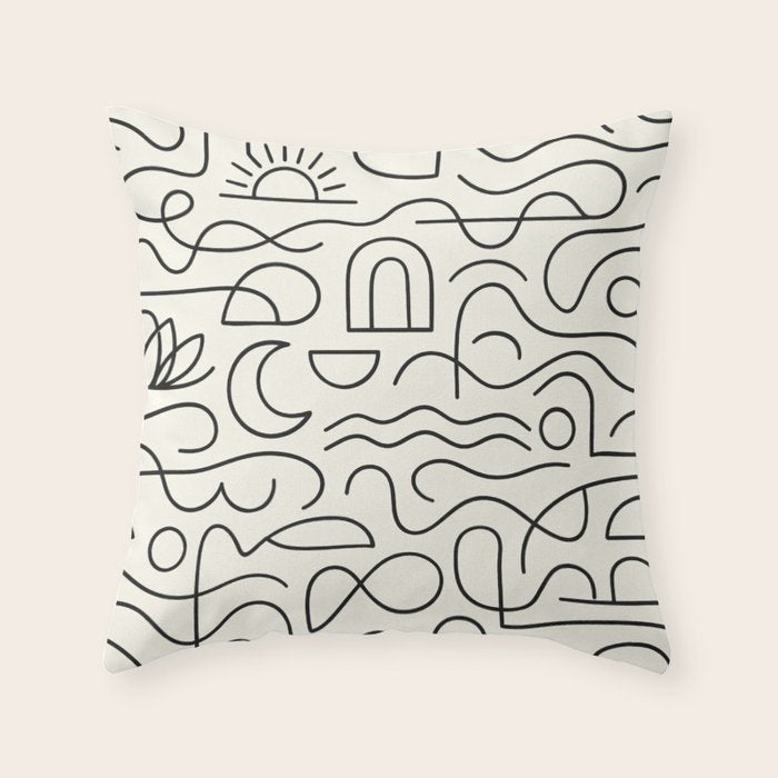 Mediterranean Minimal Line Art Pattern Throw Pillow Gallery Image 6