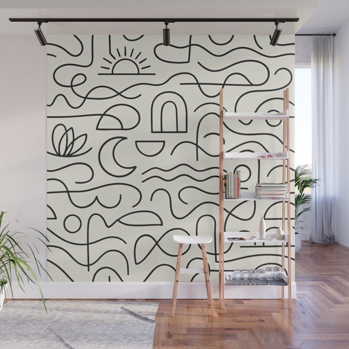 Mediterranean Minimal Line Art Pattern Wall Mural Gallery Image 1