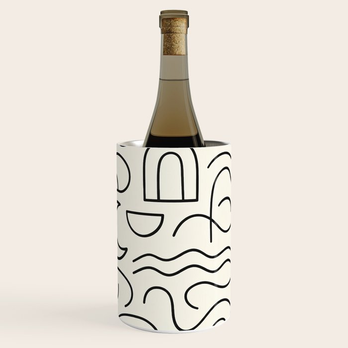 Mediterranean Minimal Line Art Pattern Wine Chiller Gallery Image 1