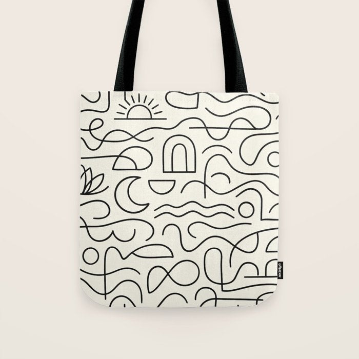 Mediterranean Minimal Line Art Pattern Tote Bag Gallery Image 1