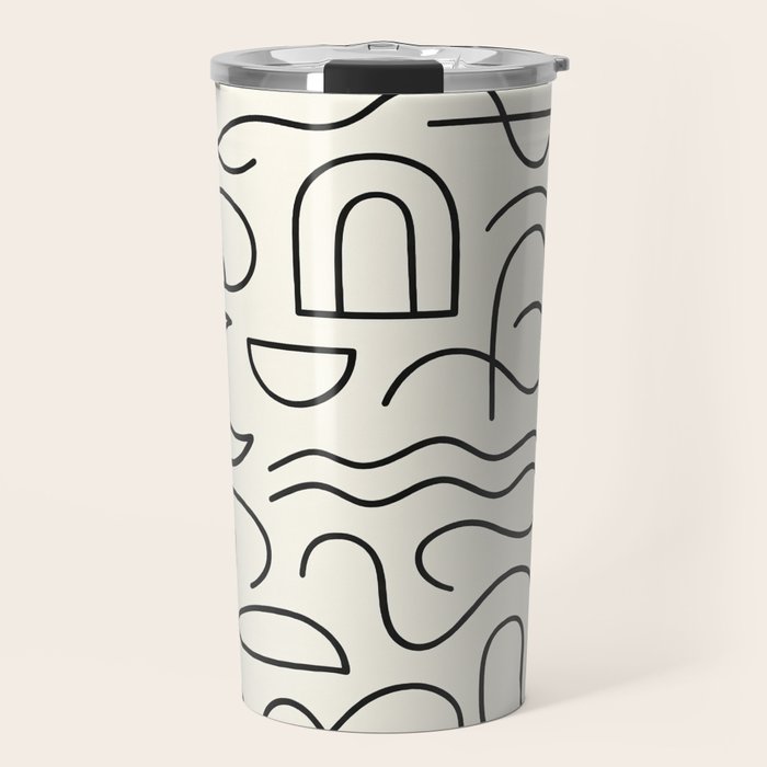 Mediterranean Minimal Line Art Pattern Travel Mug Gallery Image 1
