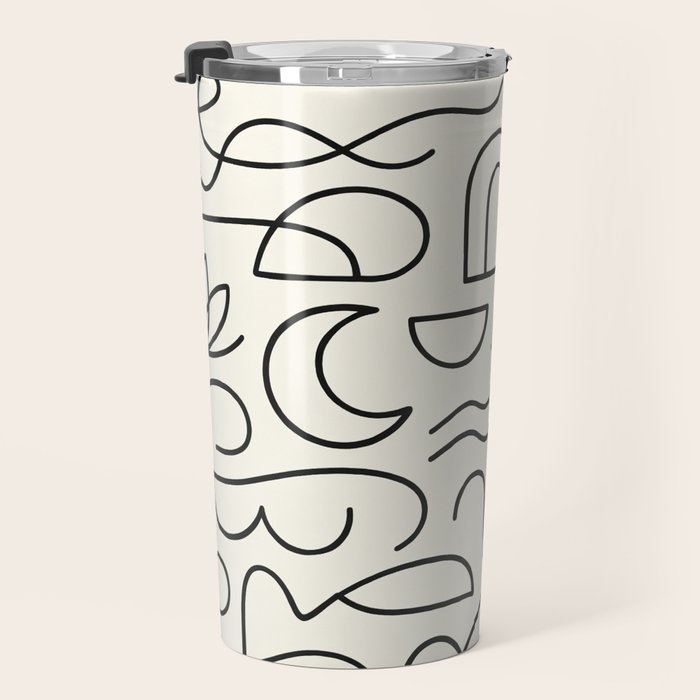 Mediterranean Minimal Line Art Pattern Travel Mug Gallery Image 3