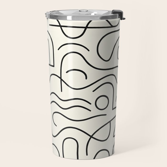 Mediterranean Minimal Line Art Pattern Travel Mug Gallery Image 2