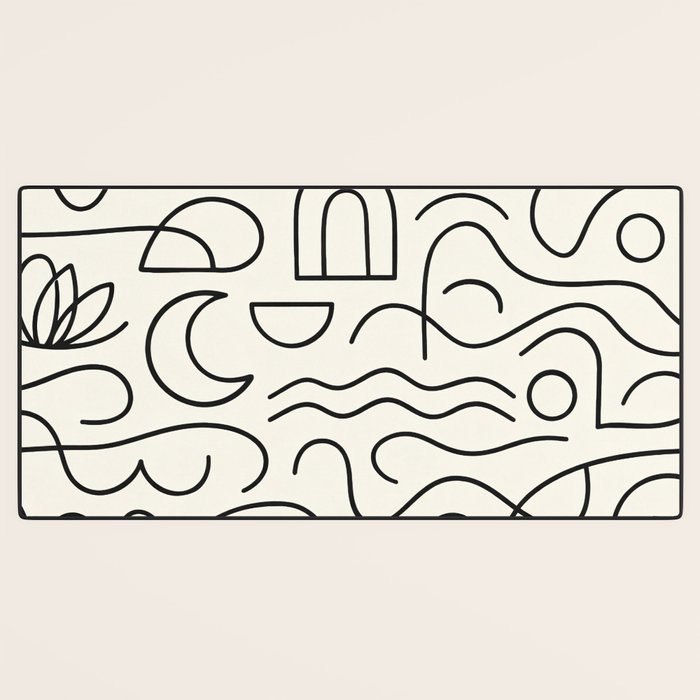 Mediterranean Minimal Line Art Pattern Desk Mat Gallery Image 3