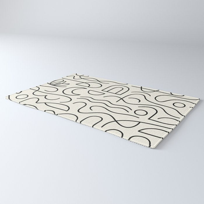 Mediterranean Minimal Line Art Pattern Rug Gallery Image 3