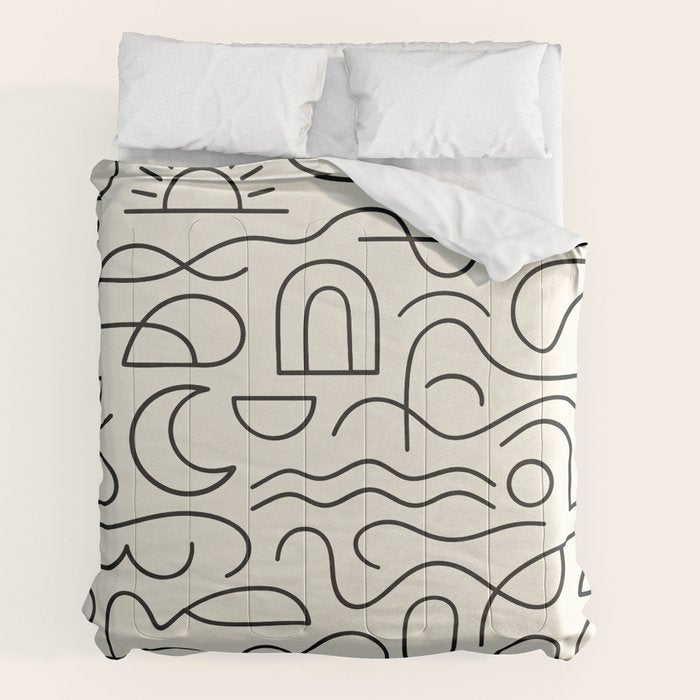 Mediterranean Minimal Line Art Pattern Comforter Gallery Image 2