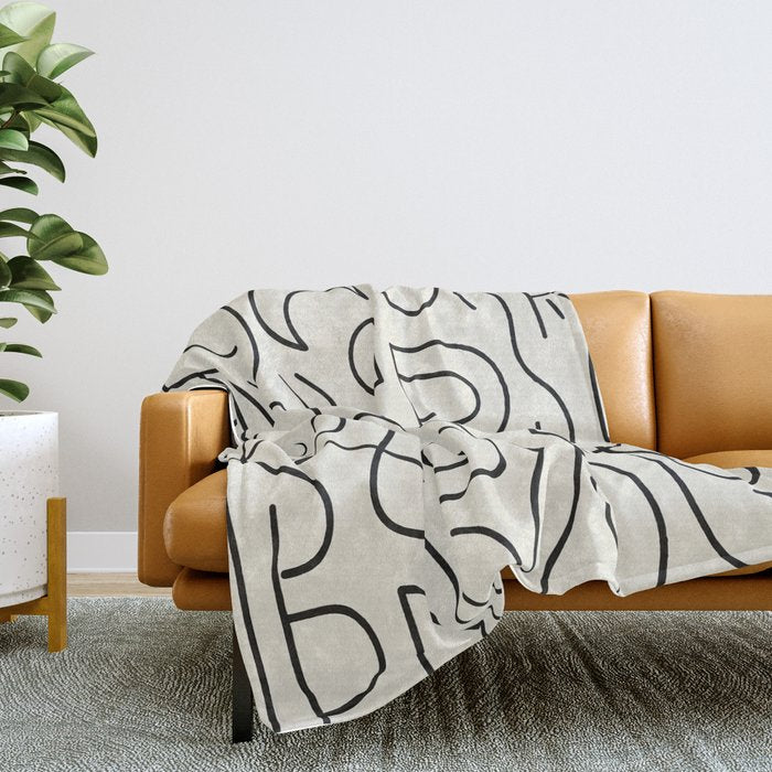 Mediterranean Minimal Line Art Pattern Throw Blanket Gallery Image 2