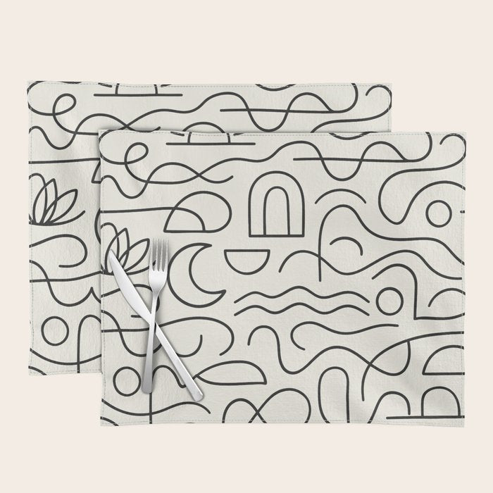 Mediterranean Minimal Line Art Pattern Placemat Gallery Image 1