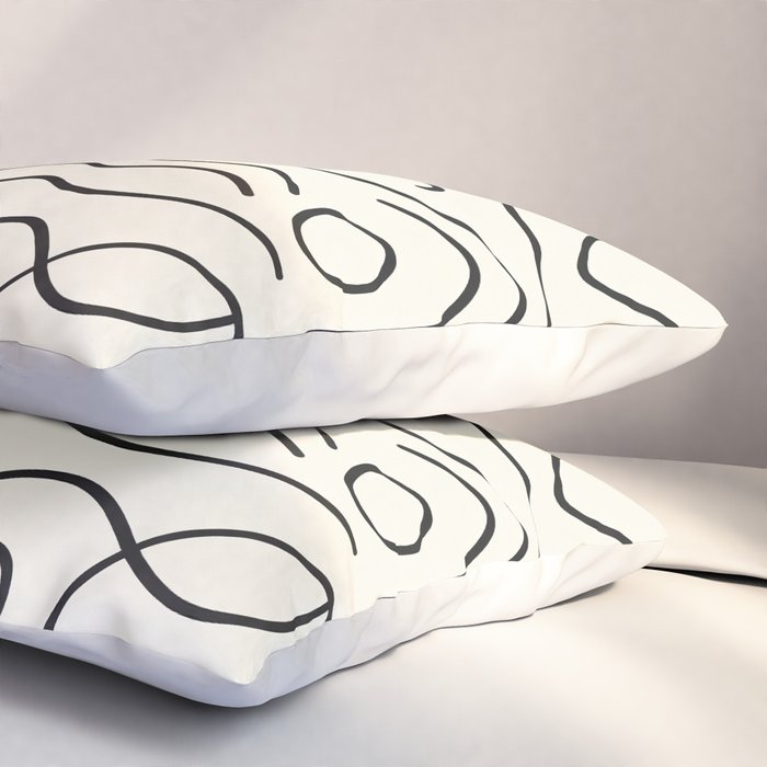 Mediterranean Minimal Line Art Pattern Pillow Sham Gallery Image 3