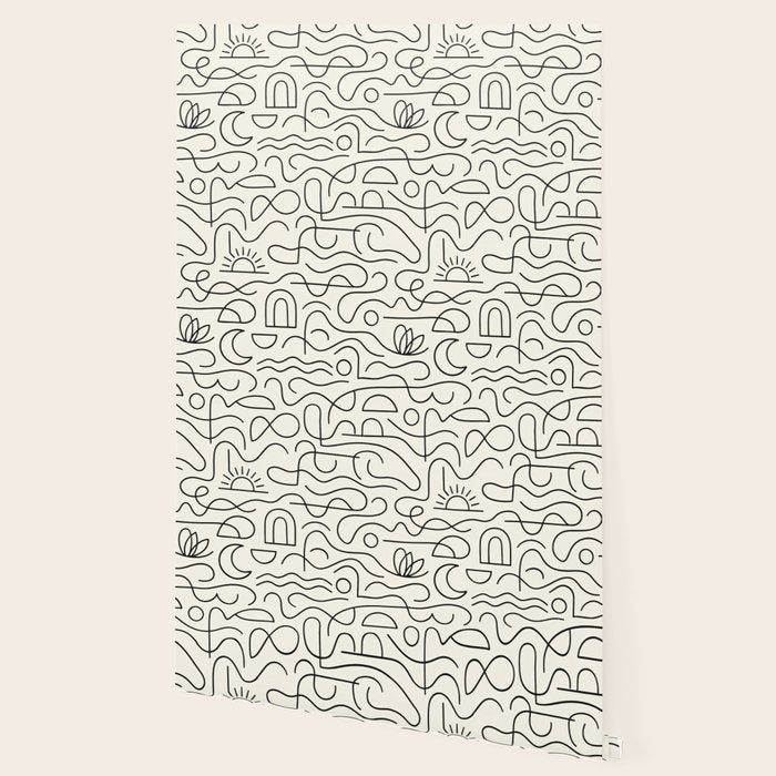 Mediterranean Minimal Line Art Pattern Wallpaper Gallery Image 2