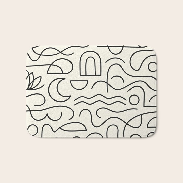 Mediterranean Minimal Line Art Pattern Bath Mat Gallery Image 1