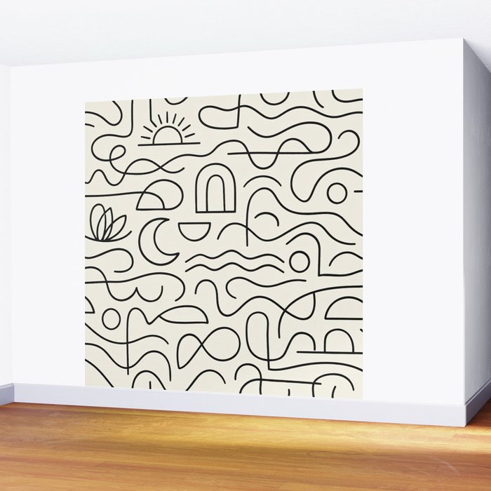 Mediterranean Minimal Line Art Pattern Wall Mural Gallery Image 2