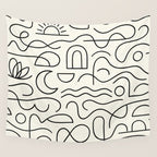Mediterranean Minimal Line Art Pattern Wall Tapestry Gallery Image 4