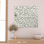 Mediterranean Minimal Line Art Pattern Wall Tapestry Gallery Image 2