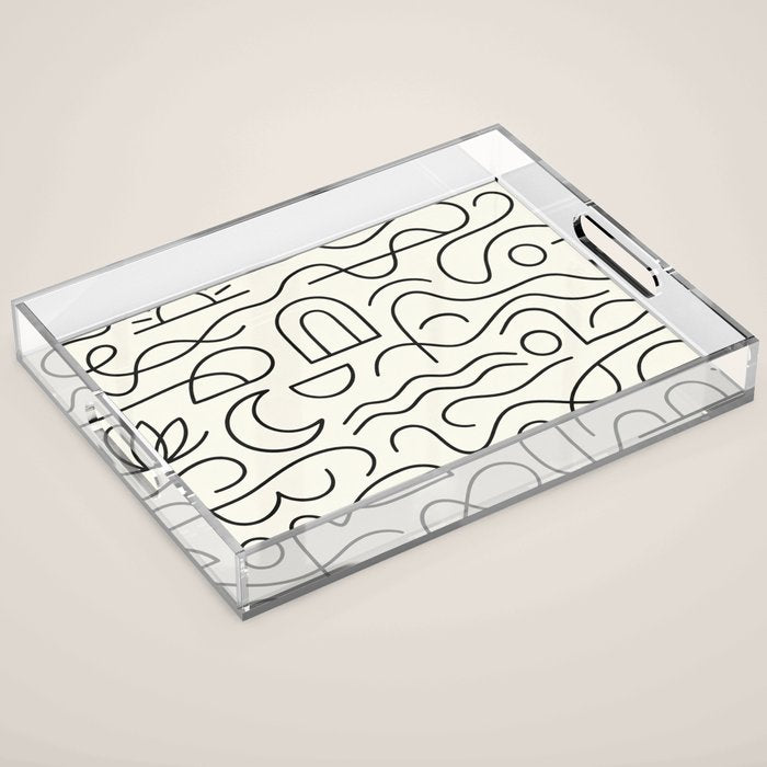Mediterranean Minimal Line Art Pattern Acrylic Tray Gallery Image 1
