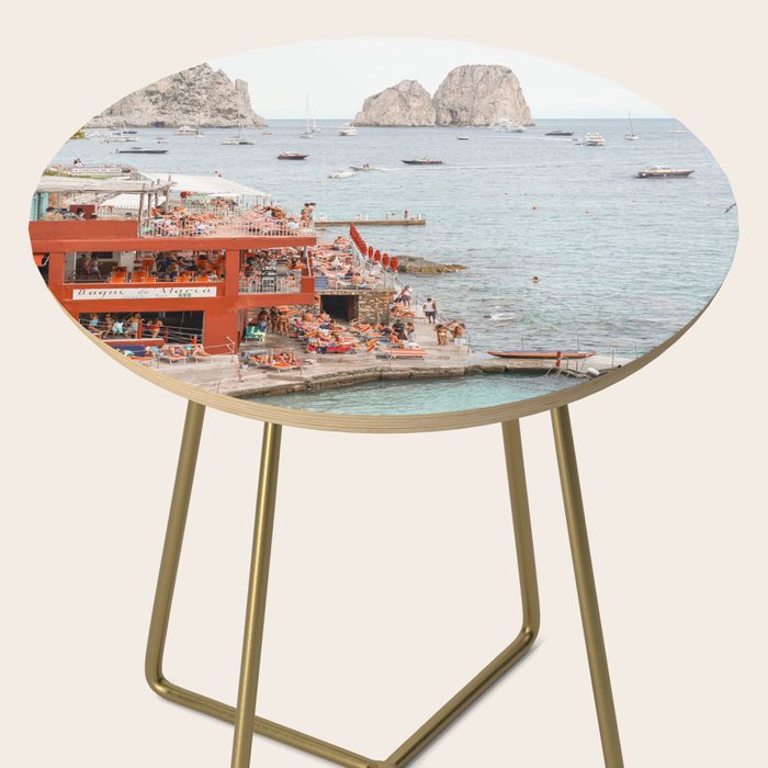 Capri Island Summer Photo | Bagni di Maria Beach Club Art Print | Italy Landscape Travel Photography Side Table Gallery Image 2