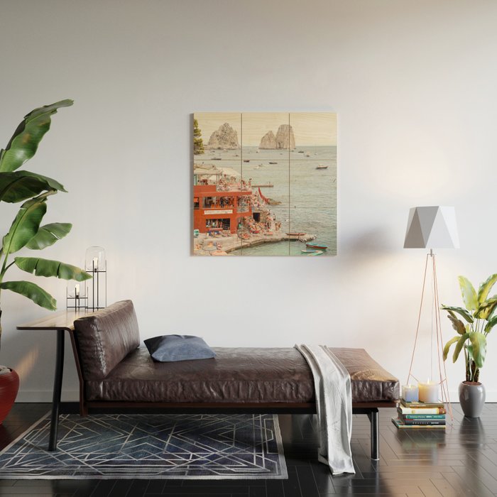 Capri Island Summer Photo | Bagni di Maria Beach Club Art Print | Italy Landscape Travel Photography Wood Wall Art Gallery Image 2