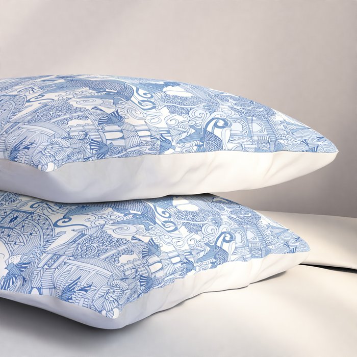 chinoiserie toile blue Pillow Sham Gallery Image 3