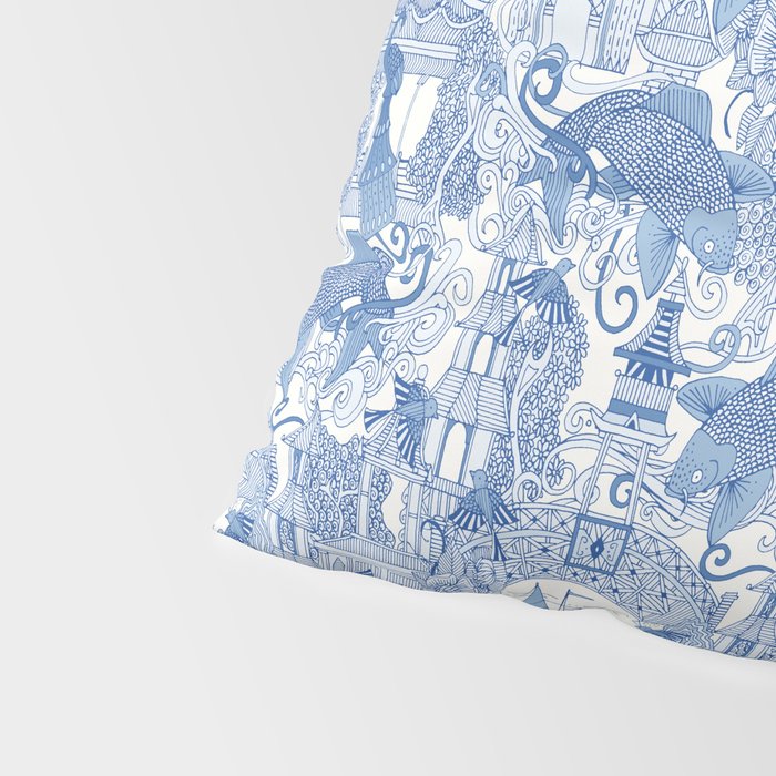 chinoiserie toile blue Pillow Sham Gallery Image 4