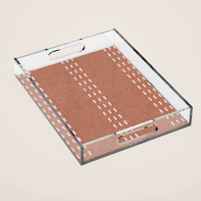 boho vertical stitch - terracotta Acrylic Tray Gallery Image 1