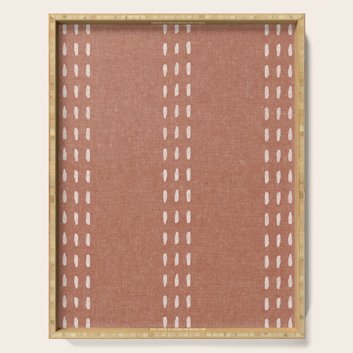 boho vertical stitch - terracotta Serving Tray Gallery Image 1