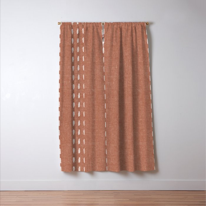 boho vertical stitch - terracotta Window Curtain Gallery Image 3