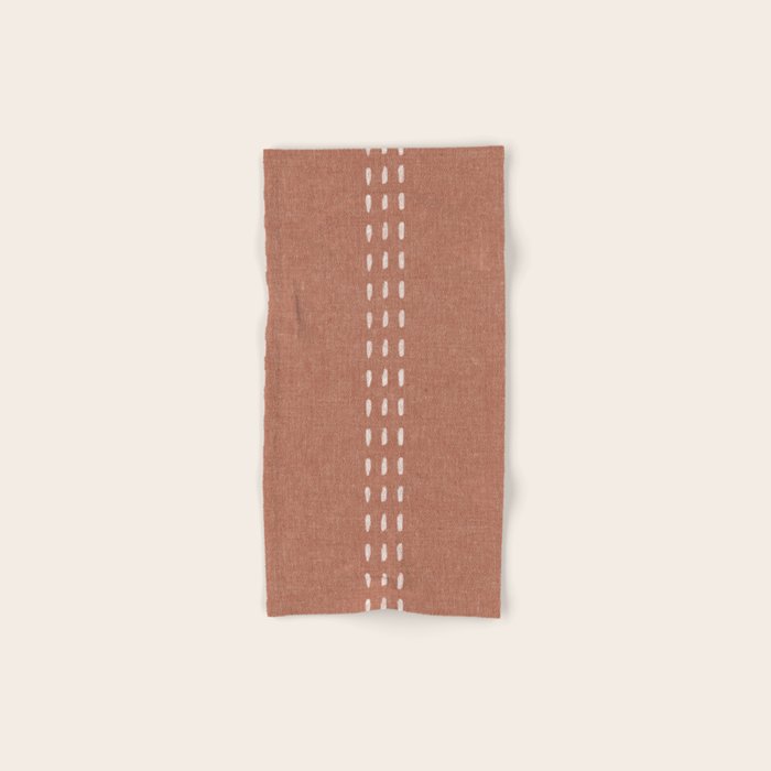 boho vertical stitch - terracotta Bath Towel Gallery Image 1
