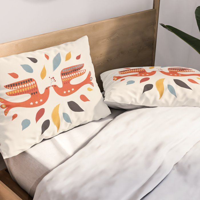 A Pair Of Festive Birds Pillow Sham Gallery Image 2
