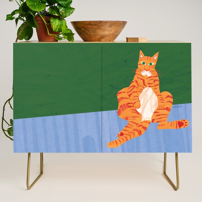 Chill Cat in Orange & Green Credenza Gallery Image 1