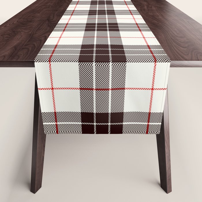 White Tartan with Black and Red Stripes Table Runner Gallery Image 1